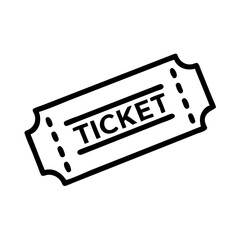 Ticket Icon in Black Outline Style