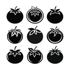 Tomato icon black and white silhouette on white background
