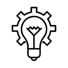 Lightbulb and gear icon in outline style for innovation and engineering