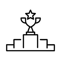 Trophy podium icon in outline style for success and achievement