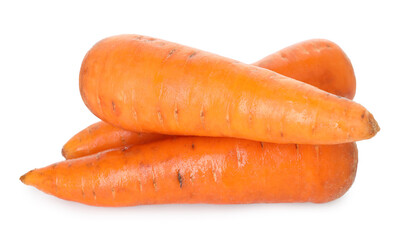Fresh carrots isolated on white. Root vegetable