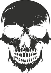 Obraz premium Grunge black and white skull illustration with a dark, eerie design.
