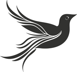 Abstract bird silhouette with flowing lines in vector style.