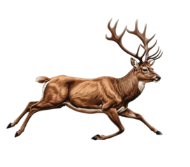 running deer vector deer silhouette isolated on transparent white PNG background