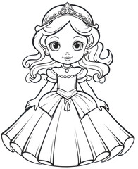 Coloring for children and adults cute princess.