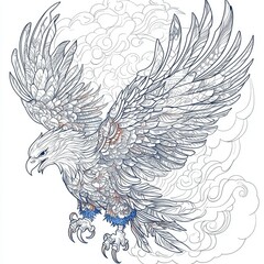 Fototapeta premium Ornate Eagle in Flight Zentangle Bird Design