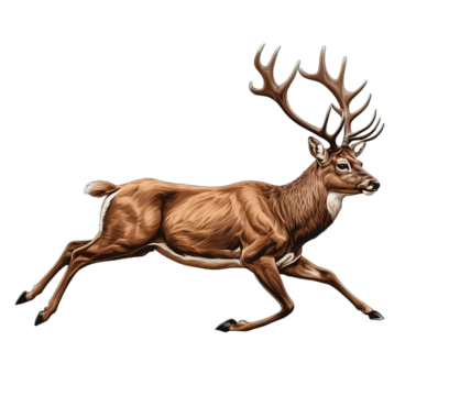 running deer vector deer silhouette isolated on transparent white PNG background