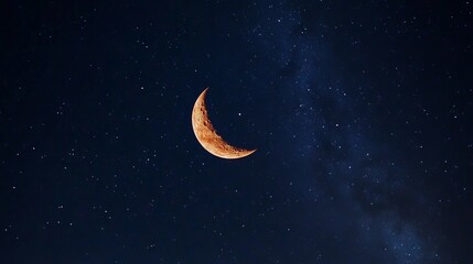 Fototapeta premium Majestic crescent moon against a starry night sky
