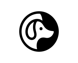 Circle Dog Head Logo Design Vector Illustration
