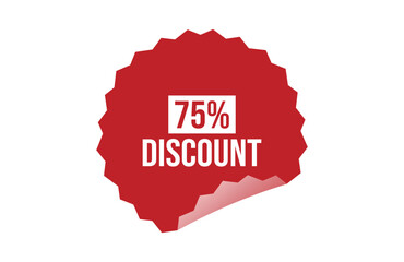 75% discount red ribbon label banner.