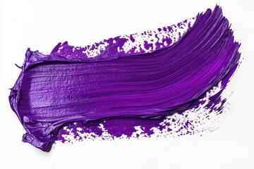 abstract purple oil paint stroke with rich texture and dimensional depth, isolated against pristine...