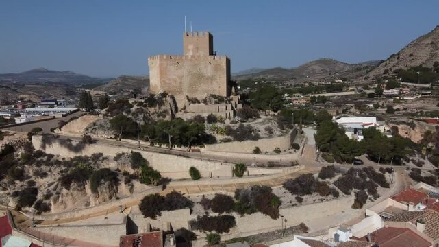 Drone orbit arount the Petrel arab castle, Spain