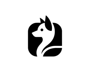 Dog head logo design template. Vector illustration. Simple silhouette. Flat style. Cartoon dog logo. Animal logotype concept. 