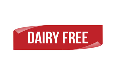 Red banner DAIRY FREE isolated on white background.