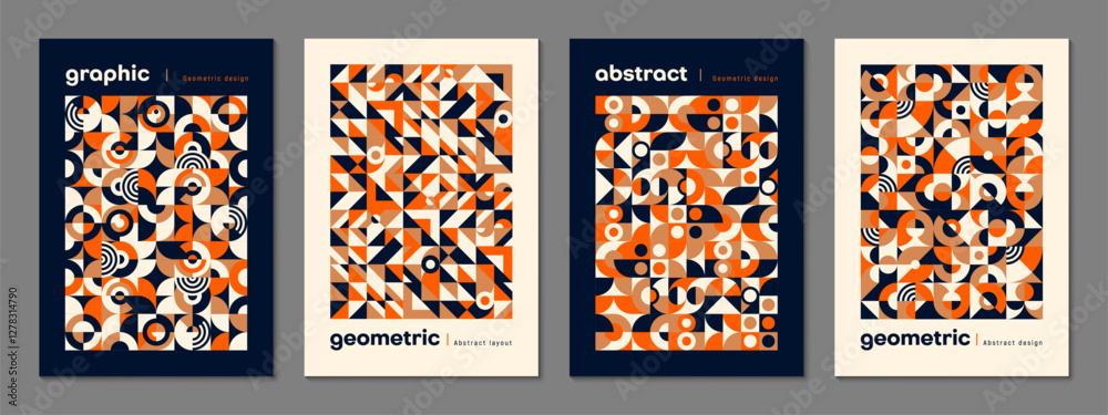 Aufkleber abstract modern geometric poster templates. event advertising leaflets vector page with abstract pat