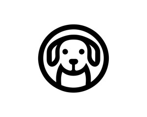 Circle Dog Head Logo Design Vector Illustration