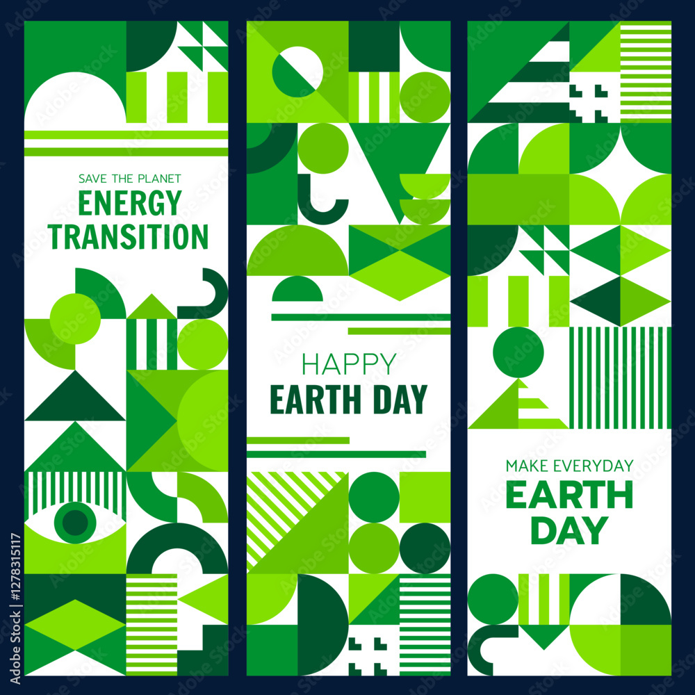 Aufkleber environment ecology banners with abstract modern geometric pattern. eco green vector graphic mosaic 