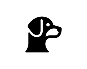 Dog head logo design template. Vector illustration. Simple silhouette. Flat style. Cartoon dog logo. Animal logotype concept. 