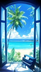 Beach Piano View from Arch Window