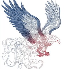 Fototapeta premium Ornate Eagle in Flight Intricate Line Art Design