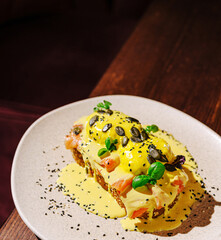 Delicious brunch dish with fresh ingredients and vibrant flavors