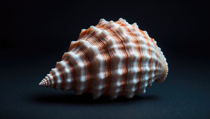 Obraz premium Seashell Macro Photography Highlighting Intricate Details Against a Dark Background With Bottom Lighting