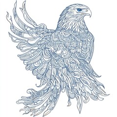 Intricate Zentangle Eagle Majestic Bird of Prey in Detailed Line Art Design