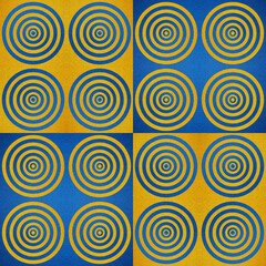 Kacheln in gelben und blauen Kreisen