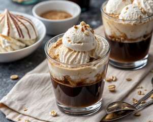 coffee, ice cream, dessert, cream, brulee, cappuccino