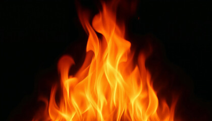 Llamas con un degradado de naranja a amarillo, elev&aacute;ndose hacia arriba, contra un fondo negro intenso, creando un contraste dram&aacute;tico