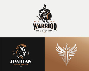 Knight medieval roman spartan warrior mascot logo template for sport team
