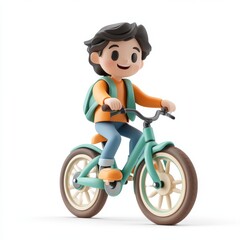 Cartoon Model of a Person Riding a Bicycle in 3D Style
