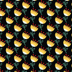 seamless pattern with yellow flowers