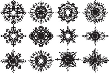 Set of elements for flat design, patterns, ornaments, mandalas. Hand drawn vector illustration