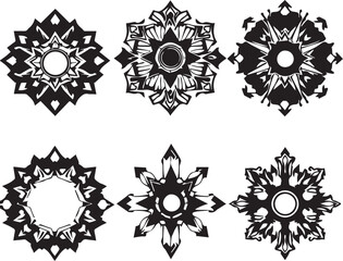 Set of elements for flat design, patterns, ornaments, mandalas. Hand drawn vector illustration