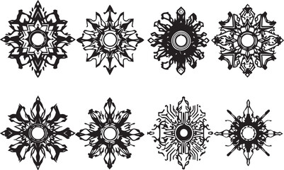 Set of elements for flat design, patterns, ornaments, mandalas. Hand drawn vector illustration