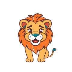 Adorable Lion Mascot Logo with a Cute and Friendly Expression on a Clean White Background
