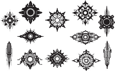 Set of elements for flat design, patterns, ornaments, mandalas. Hand drawn vector illustration