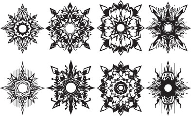 Set of elements for flat design, patterns, ornaments, mandalas. Hand drawn vector illustration