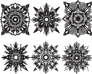 Set of elements for flat design, patterns, ornaments, mandalas. Hand drawn vector illustration