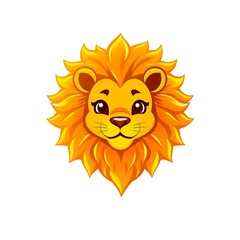 Adorable Lion Mascot Logo with a Cute and Friendly Expression on a Clean White Background