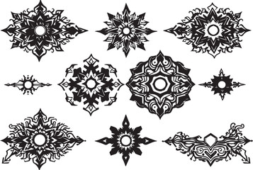 Set of elements for flat design, patterns, ornaments, mandalas. Hand drawn vector illustration