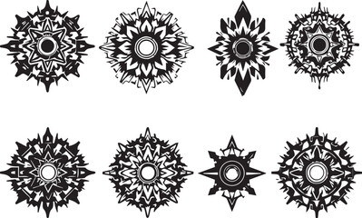 Set of elements for flat design, patterns, ornaments, mandalas. Hand drawn vector illustration