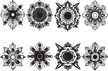 Set of elements for flat design, patterns, ornaments, mandalas. Hand drawn vector illustration