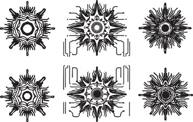 Set of elements for flat design, patterns, ornaments, mandalas. Hand drawn vector illustration