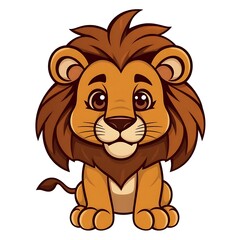 Fototapeta premium Adorable Lion Mascot Logo with a Cute and Friendly Expression on a Clean White Background