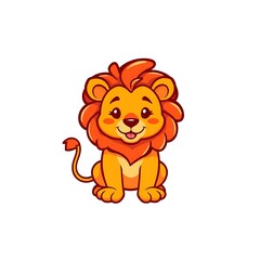 Adorable Lion Mascot Logo with a Cute and Friendly Expression on a Clean White Background