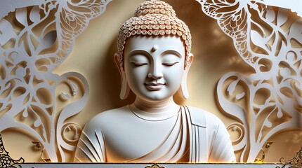 3D papercut style. colorful pastel and vibrant color for vesak day. waisak. fun template for greeting cards, invitations, banners, wallpapers