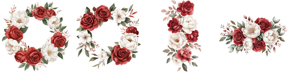 Naklejka premium Romantic and Elegant Red and White Rose Floral Bouquet Arrangement for Day Valentine s Day Birthdays and Gifts