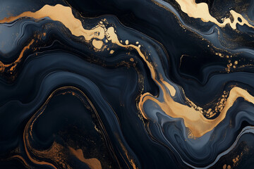 Black and gold marble textures with elegant abstract veining. Evokes opulence and exclusivity for premium brand backdrops